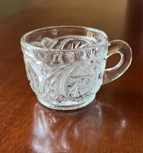Antique Aztec Clear Pattern McKee Glass Pinwheel Star Punch Cup circa 1894 - Picture 1 of 9