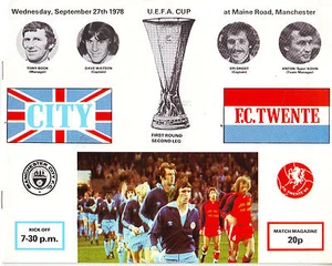 MANCHESTER CITY V F.C.TWENTE 27 SEPT 1978 EUFA CUP at MAINE ROAD VGC - Picture 1 of 1