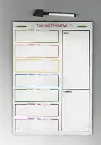 A4 Weekly Menu (magnetic and laminated) + marker with eraser (magnetic) - Picture 1 of 3