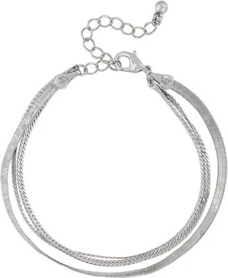 Brazalete de eslabones de cadena de 6 mm de espiga de 3 hilos de plata de ley maciza 925 para mujer Foto 1 de 4