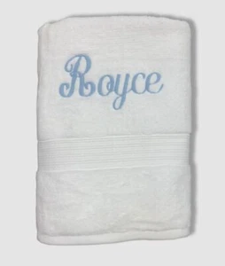 $34 Kassatex White Monogrammed Royce Cotton Bath Towel 28" x 54" - Picture 1 of 1