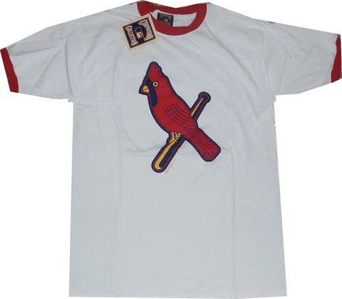 St Louis Cardinals Throwback Retro Logo Majestic Ringer Shirt New tags LARGE Cover