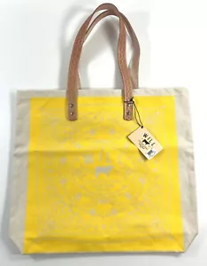 NWT Will Leather Goods Oregon Canvas Tote Leather Handles Yellow Logo Made USA - Picture 1 of 11