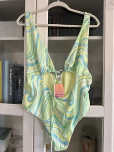 River Island grün hell Träger Wickel Badeanzug Gr. 14 neu mit Etikett NEU - Bild 1 von 7