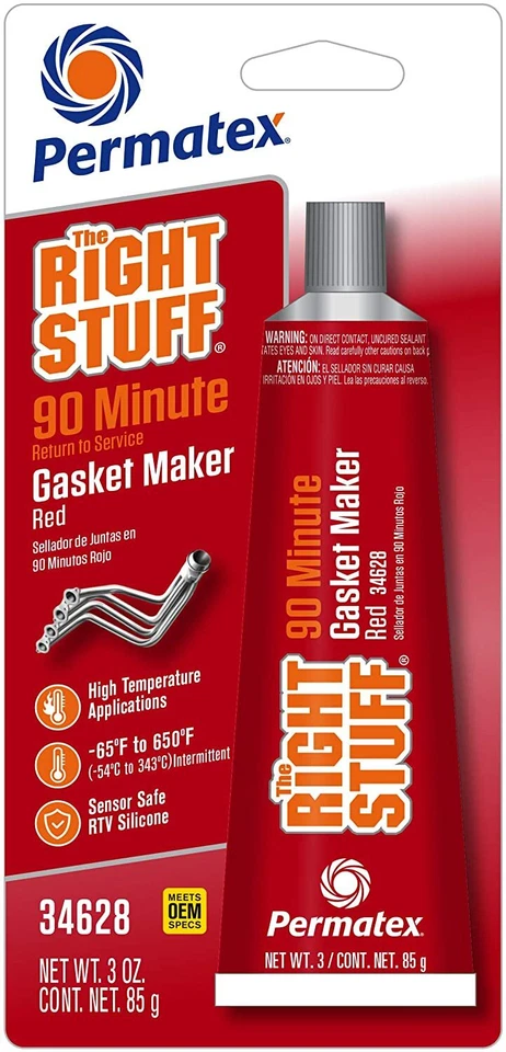 Permatex 34628 Right Stuff 90 Minute Red High Temperature Gasket Maker, 3 Oz.