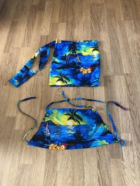 RIMA ~ 热带印花裹身裙和吊带上衣(蓝色黑色)均码最适合 — 第 1/1 张图片