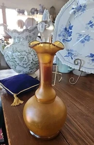 Rare WMF Myra Loetz Poschinger Art Nouveau Gold Iridescent Art Glass 11" Bottle - Picture 1 of 22