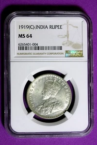 1919 (C) NGC MS64 British India Rupee #B30142 - Picture 1 of 2