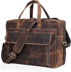 Handmade Men's Genuine Leather Vintage Laptop Messenger Briefcase Bag Satchel - Picture 1 of 6