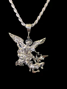 St Michael Archangel Pendant with Necklace 925 Silver Saint Rope Chain NEW - Picture 1 of 3