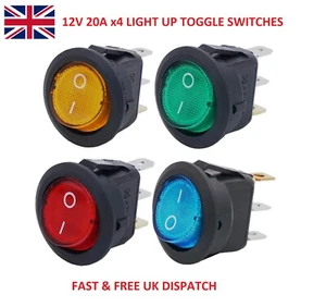KCD1 Round Rocker Switch LED 23mm ON/OFF Car Dashboard Dash Boat Van 12V 20A UK - Picture 1 of 1