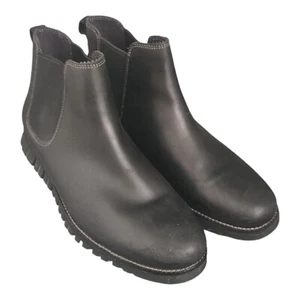 MEN'S Cole Haan Zerogrand Chelsea Black Leather Ankle Boots Waterproof SZ 10W - Picture 1 of 11