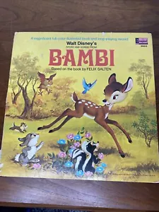 Walt Disney Productions Vinyl Record Book Bambi 1969 Story and Songs Disneyland - Foto 1 di 8