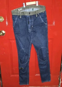 G Star Raw Jeans 32 x 32 Mens Pilot 3D Slim Reinforced Knees Button Fly Blue - Picture 1 of 14