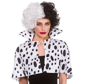Ladies Dalmatian Print Short Cape Film Fancy Dress Halloween Costume Accessory - Picture 1 of 1