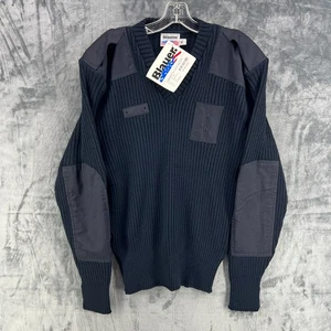 VTG Blauer Commando 210 V-Neck Sweater XL Dark Navy USA Made Police Military NWT - Picture 1 of 19
