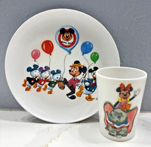 Vintage Walt Disney Productions Mickey Mouse Club Melamin Kinder Teller & Tasse - Bild 1 von 6