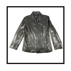 Chaqueta de Cuero Fourteen Zero Vintage Negra Cremallera Completa Ajustada Mobwife Y2K Mujer L - Imagen 1 de 9