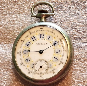 Antique A.W.W. Co Waltham Pocket Watch w/ Locomotive Case - Working Condition - Picture 1 of 4