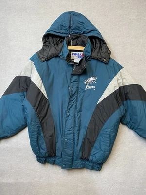 Vintage Philadelphia Eagles Hoodie Chalk Line Green Jacket Mens L Hole In Pocket - Image 1 of 4