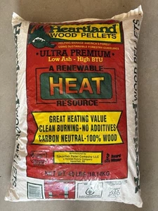 Heartland Wood Pellets 40lb Bag Heat Ultra Premium Clean Burning Carbon Neutral - Picture 1 of 7