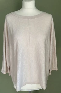 White Company Linen-Cotton Jumper Size L Shell Beige Tubular Trim - Picture 1 of 5