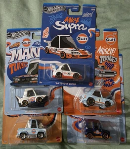 JUEGO COMPLETO DE 5 HOT WHEELS SERIE PLATEADA GULF GOLF TOONED - Imagen 1 de 2