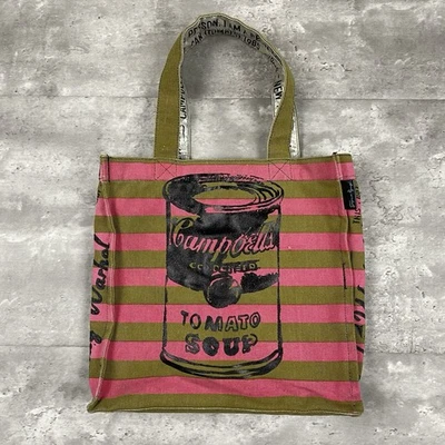 vintage ANDY WARHOL Campbells Tomato Soup tote bag 2007 Y2K stripes art Loop - Image 1 of 4