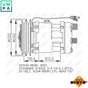 COMPRESSOR AIR CONDITIONING 32767 FOR DEUTZ-FAHR AGROTRON/TTV/X 3.2L 4cyl 4.8L - Picture 1 of 10