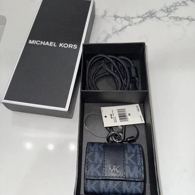 Michael Kors Airpod case blue W/lanyard New still attached to Box!  retails $98  - Image 1 of 4