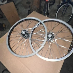 Vintage SUMO BMX WHEELSET BLACK Sansin High Flange Hubs 36h New Spokes 7x Type - Picture 1 of 13