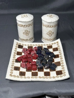 Shatar Mongolian Yak Wool Chess container, board Pieces Sold As Is Missing 1? - Image 1 of 4