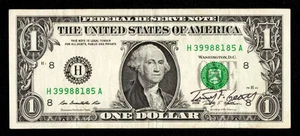 $1 2009 FRN VERY RARE AUTOGRAPH Timothy Geithner Sec of Treas. Under Obama Ch VF - Picture 1 of 1