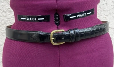 Liberty of London Black Burnished Cowhide Dress Belt - Men's Size 38-95 Foto 1 de 4