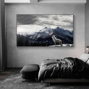 Póster de pintura en lienzo Snow Mountain Wolf lienzo arte de pared decoración de pared impresión mural - Imagen 1 de 6