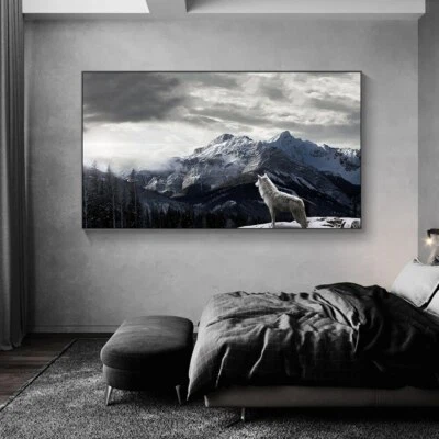 Póster de pintura en lienzo Snow Mountain Wolf lienzo arte de pared decoración de pared impresión mural Foto 1 de 4