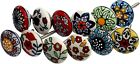 Indian 10 Pc Painted Colorful Cermic Door Knobs Pull Handles Cabinet Hand