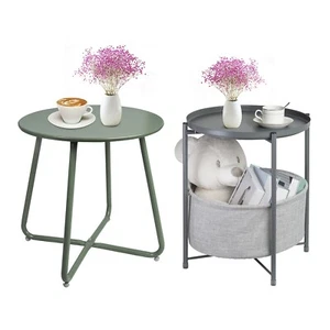 Side Table Round Sofa End Table Snack Table Nightstand for Coffee Laptop Stand - Picture 1 of 9