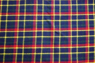 3/4 Yard Green Yellow Red Plaid Cotton Linen Fabric 30" X 44"  - Image 1 of 2