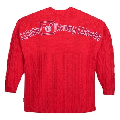 Disney Parks Walt Disney World Red Cable Knit Spirit Jersey Sweater 2XL - NEW - Image 1 of 4