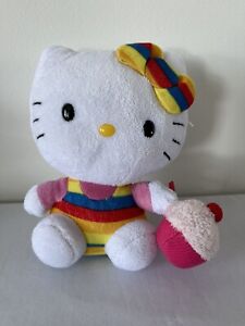 Hello Kitty TY Plush Doll Toy 6" Tall Holding Cupcake