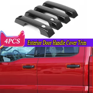 4pcs Carbon Fiber ABS Exterior Door Handle Accessories For Ford F150 2021-2024 - Picture 1 of 11