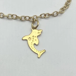 Dainty Gold Tone Dolphin Charm Anklet 9" plus 1" extender - Picture 1 of 7