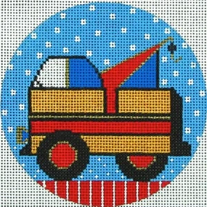 Needlepoint Handpainted Amanda Lawford Christmas Tow Truck 4" - Picture 1 of 4