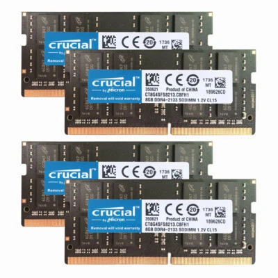 Crucial 4x 8GB 2Rx8 PC4 DDR4-2133P 17000Mhz SODIMM Laptop Memory Non Ecc 260Pin - Image 1 of 4