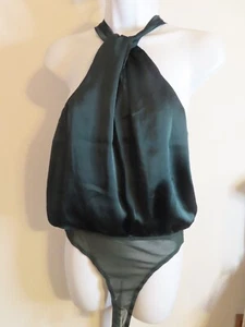 NEW Lulus Cris Cross Halter Bodysuit Dark Green Small New with tags! - Picture 1 of 6