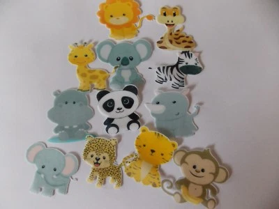 SHARONS EDIBLE BUTTERFLIES 12 PRECUT edible wafer/rice paper Zoo/Jungle Animals cake/cupcake toppers