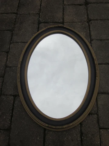 Vintage Antique Oval Wood Gold Hanging Wall Frame Mirror Cover
