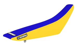 1996-1998 SUZUKI RM 250 Seat Cover Gripper Enjoy Mfg YELLOW SIDES / BLUE TOP #74 - Picture 1 of 6