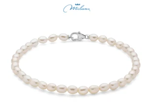 Bracciale Miluna Donna Argento 925 Perle Ovali 4-4,5 _PBR3644B - Foto 1 di 2